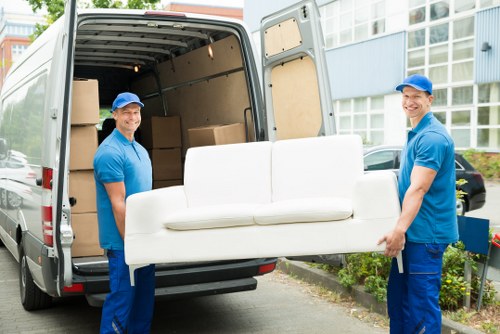 Removal van loading in Wimbledon residential street