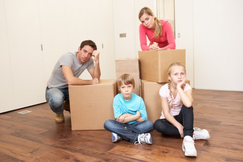 Commercial relocation team managing desks and files for a Wimbledon office move